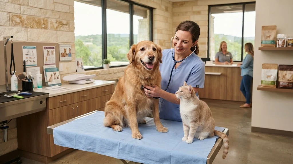 Pet Pals Marble Falls pet care services with a dog and cat