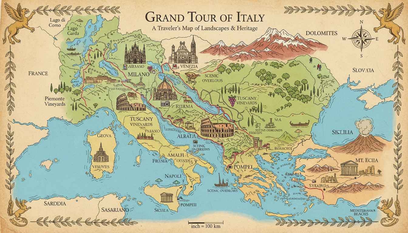 map of best places to visit in italy